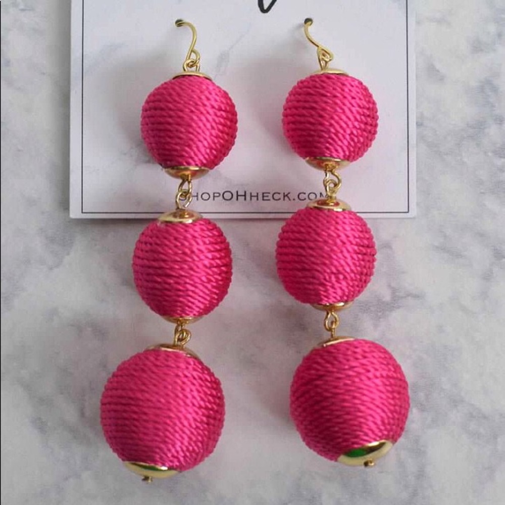 Pink Drop Ball Earrings